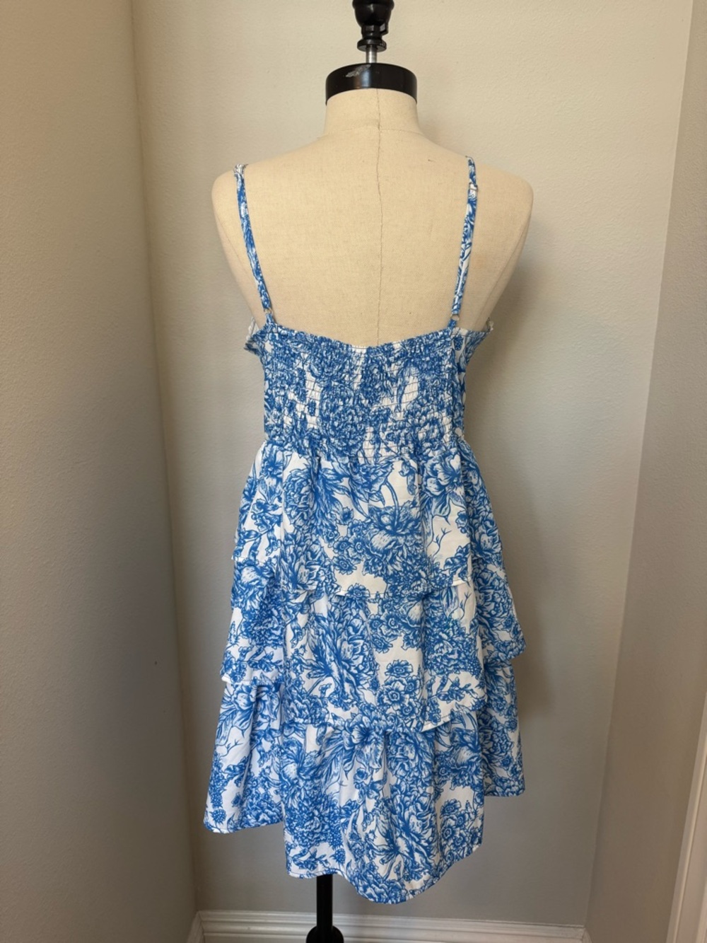 Simply Southern Blue & White Floral Tiered Mini Dress - Picture 4 of 10